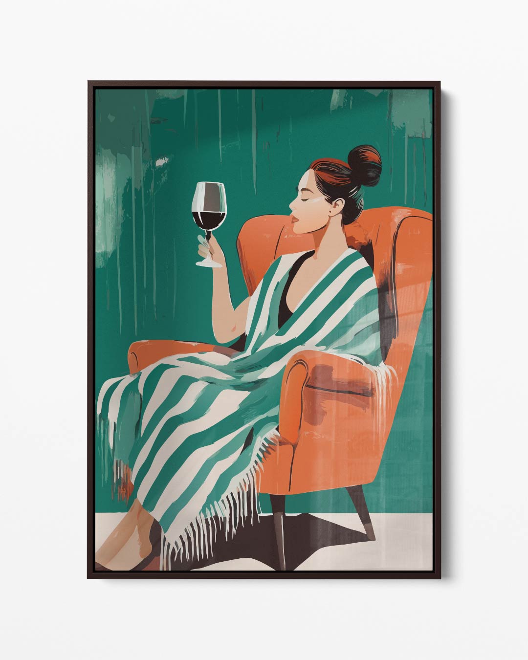 Ontspanning met Wijn – portret kunstwerk als wanddecoratie