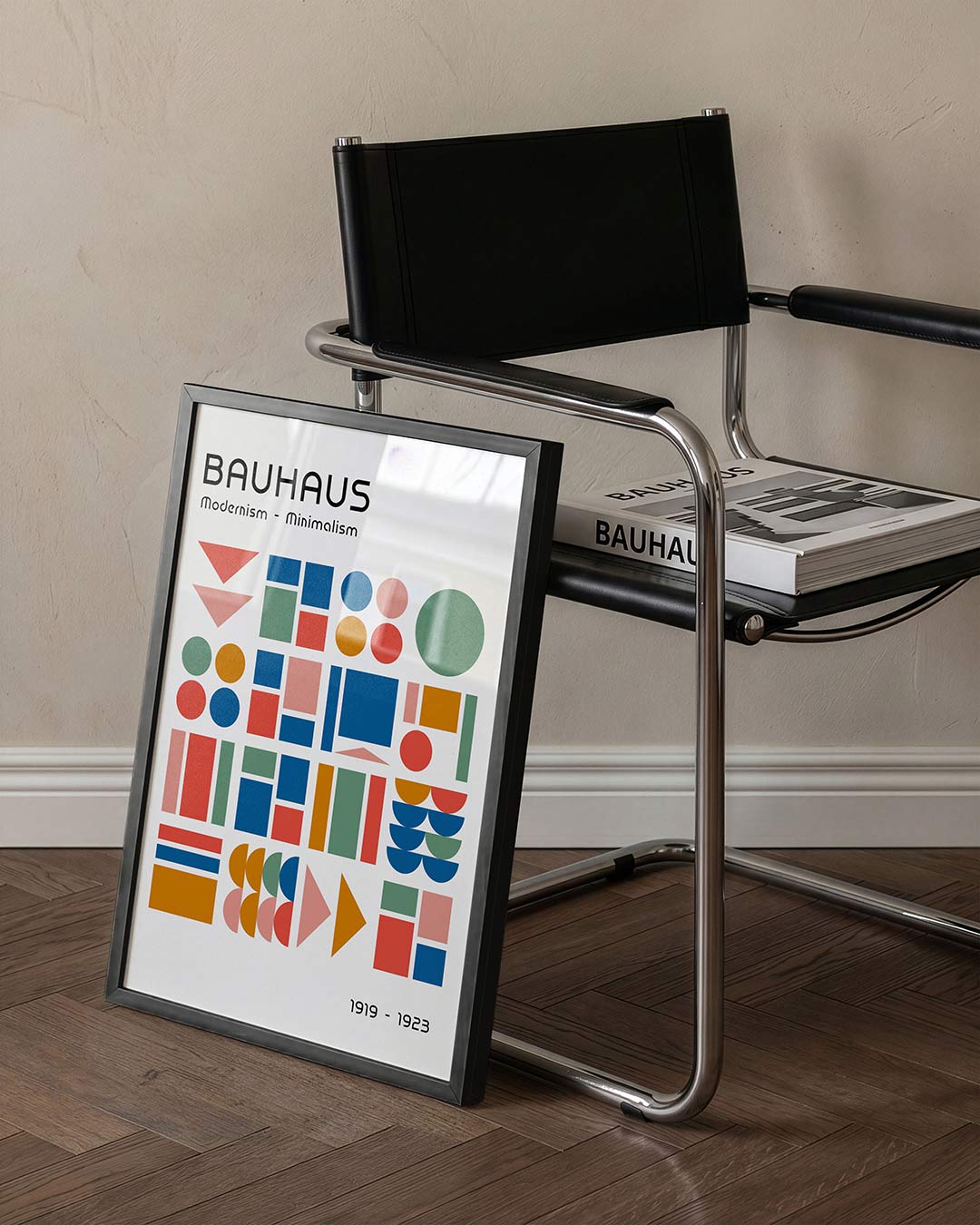 Vormen en vlakken – staande Bauhaus poster voor aan de muur
