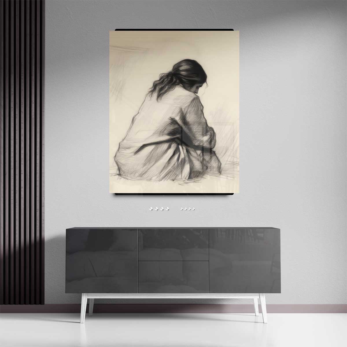 Intiem Moment in Potlood – canvas kunstwerk als wanddecoratie