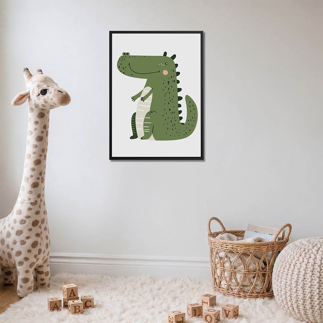 Vrolijke krokodil illustratie – moderne staande wandkunst