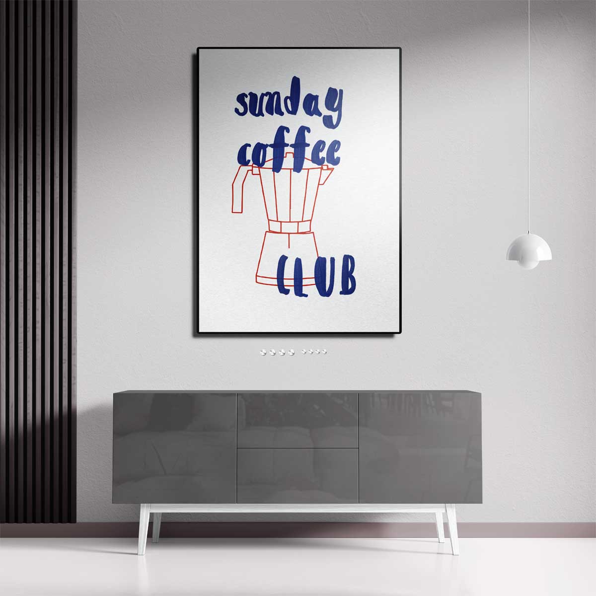 Sunday Coffee Club Poster – staande wandkunst voor woonkamer of interieur