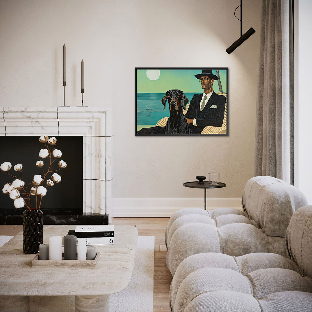 Man met hond – liggende wanddecoratie