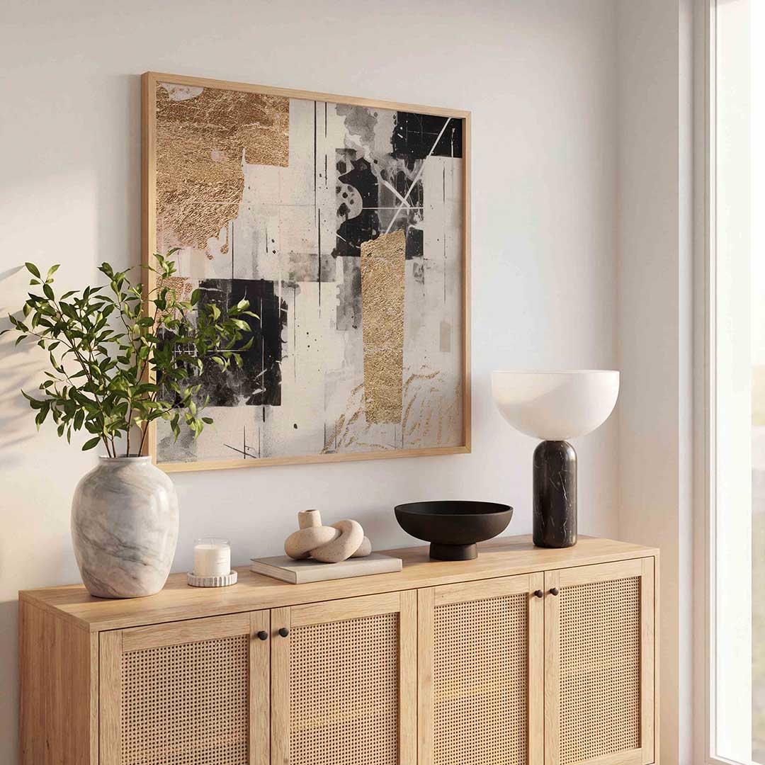 Abstracte vormen – rustige abstracte wandkunst als vierkante poster