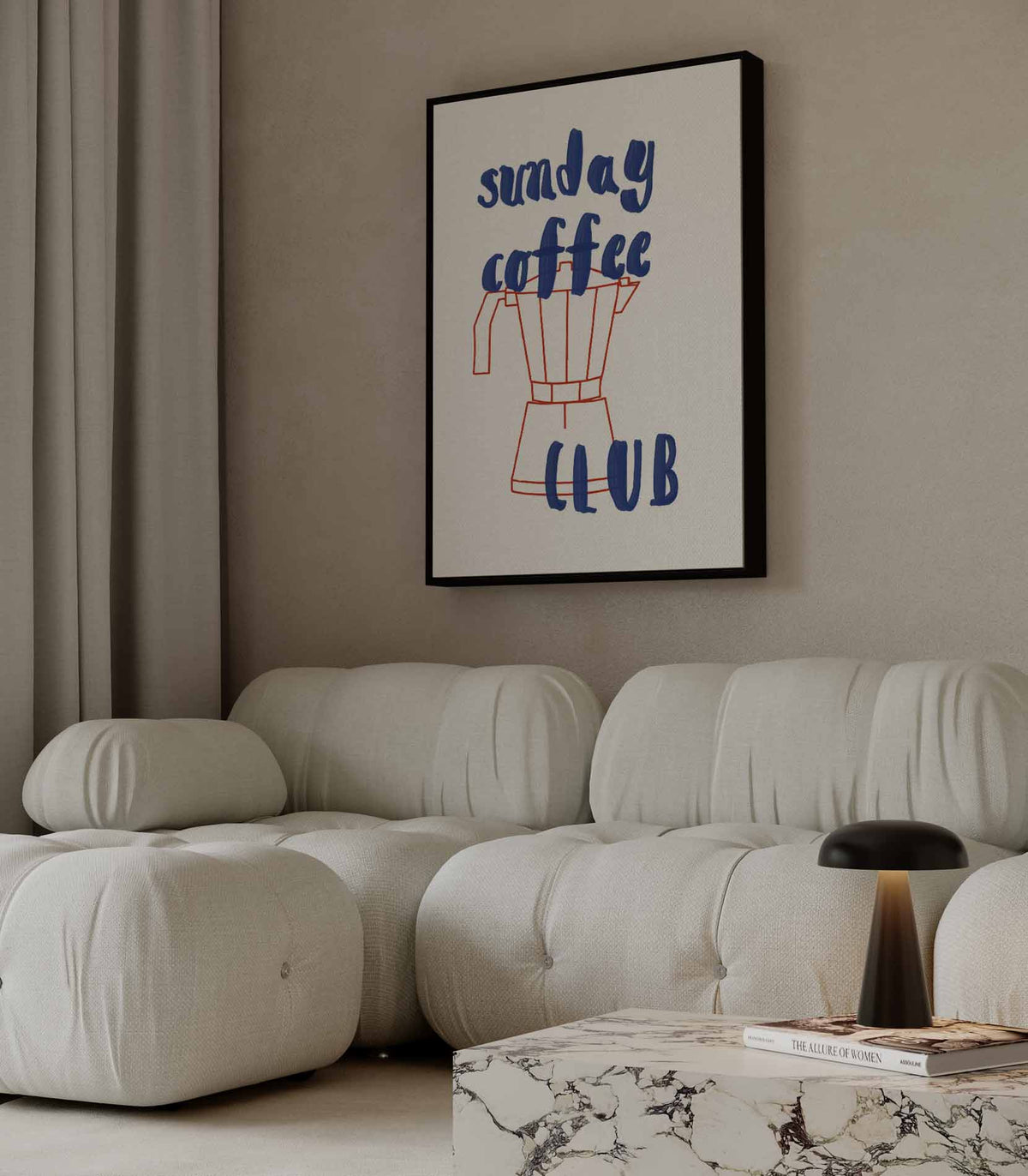 Sunday Coffee Club Poster – modern portret kunstwerk van WallArtistic