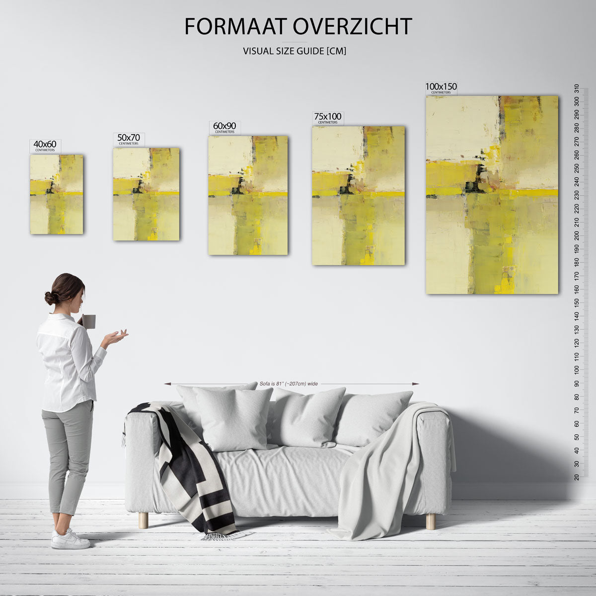 Geometrische kleurencompositie – Beige – moderne staande wandkunst