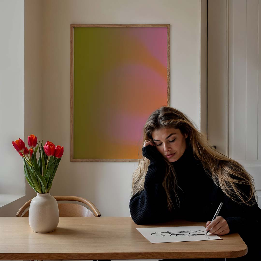 Zachte Kleuren Vloeibare Kunst – staande muurposter met kleurrijke abstracte vormen