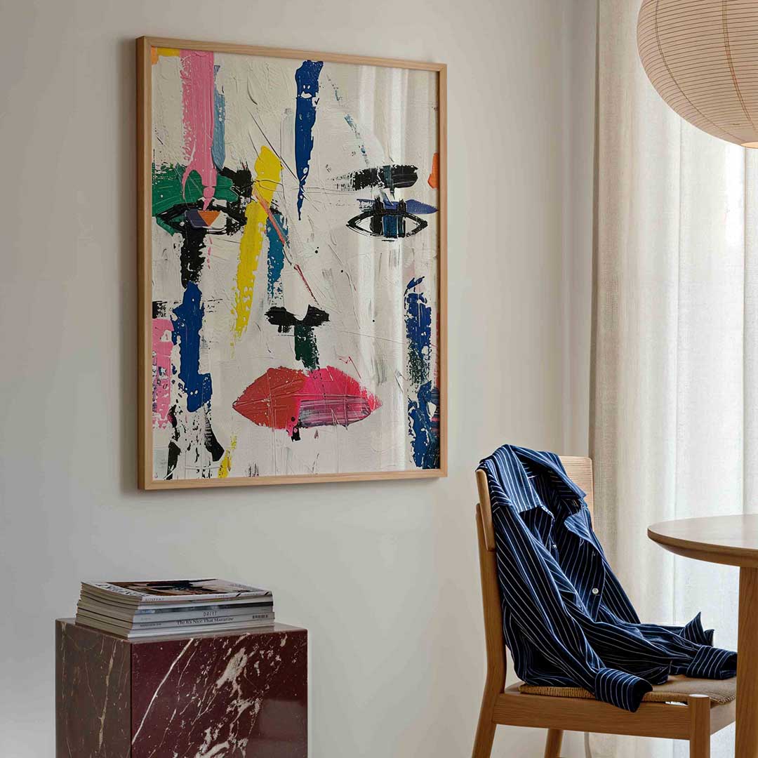 Abstract gezicht – kleurrijke illustratie poster in staand formaat