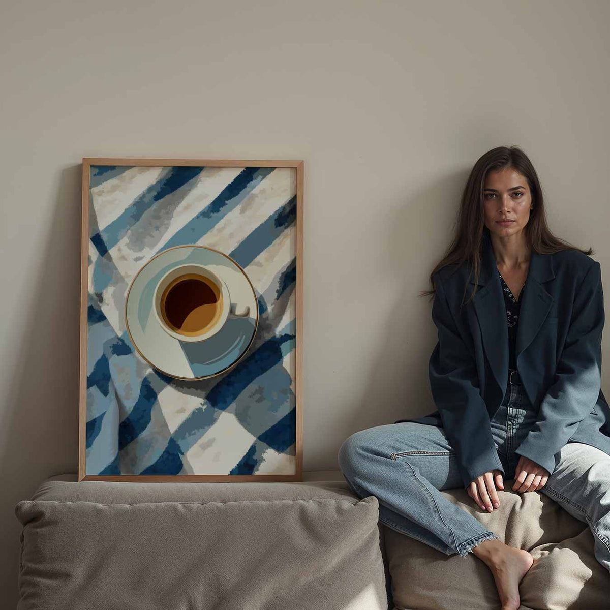 Koffietijd Waterverf Stijl – staande keuken wanddecoratie van WallArtistic