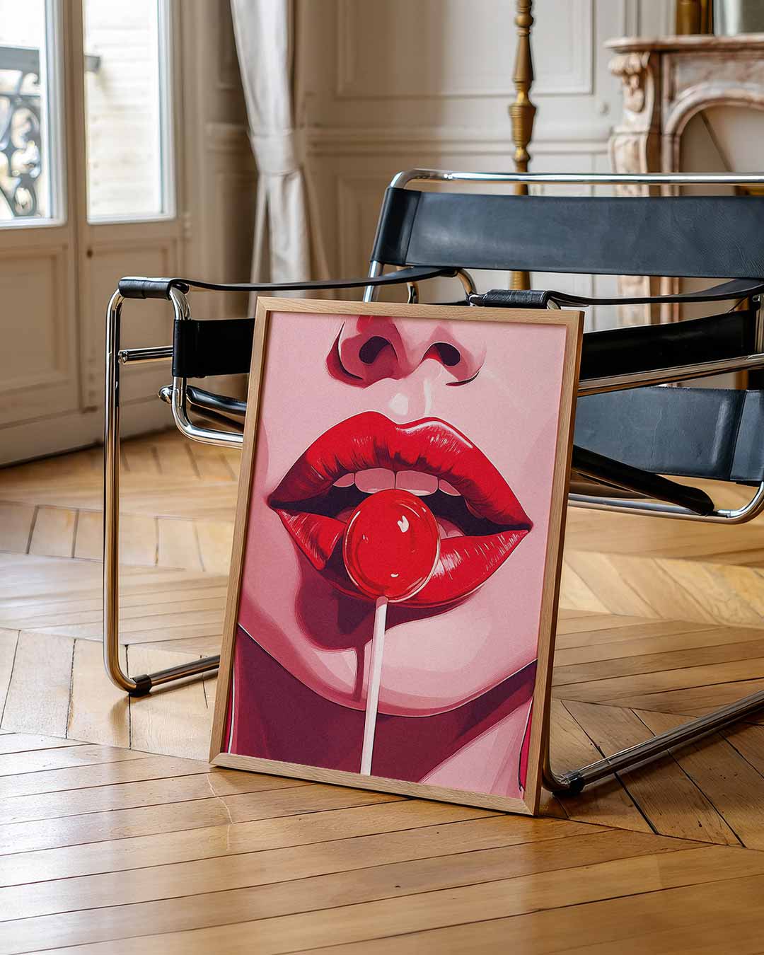 Verleidelijke Rode Lippen – urban poster in staand formaat