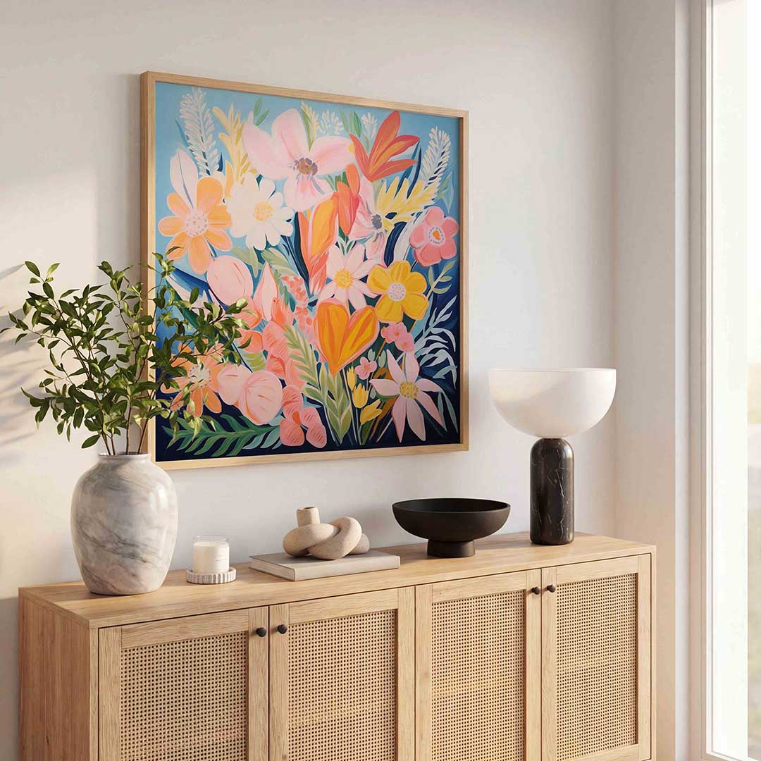 Bloemenpracht – bloemen wandkunst als vierkante poster