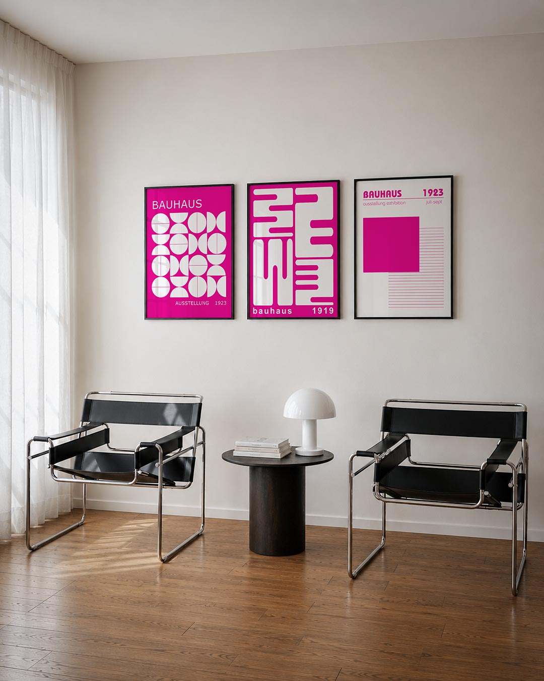 Vormen en vlakken posterset – tweede productweergave – deze posterset in drie delen toont een speelse ordening van witte