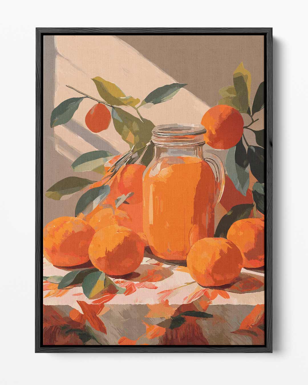 Zonnige Sinasappelstillleven – portret kunstwerk als wanddecoratie
