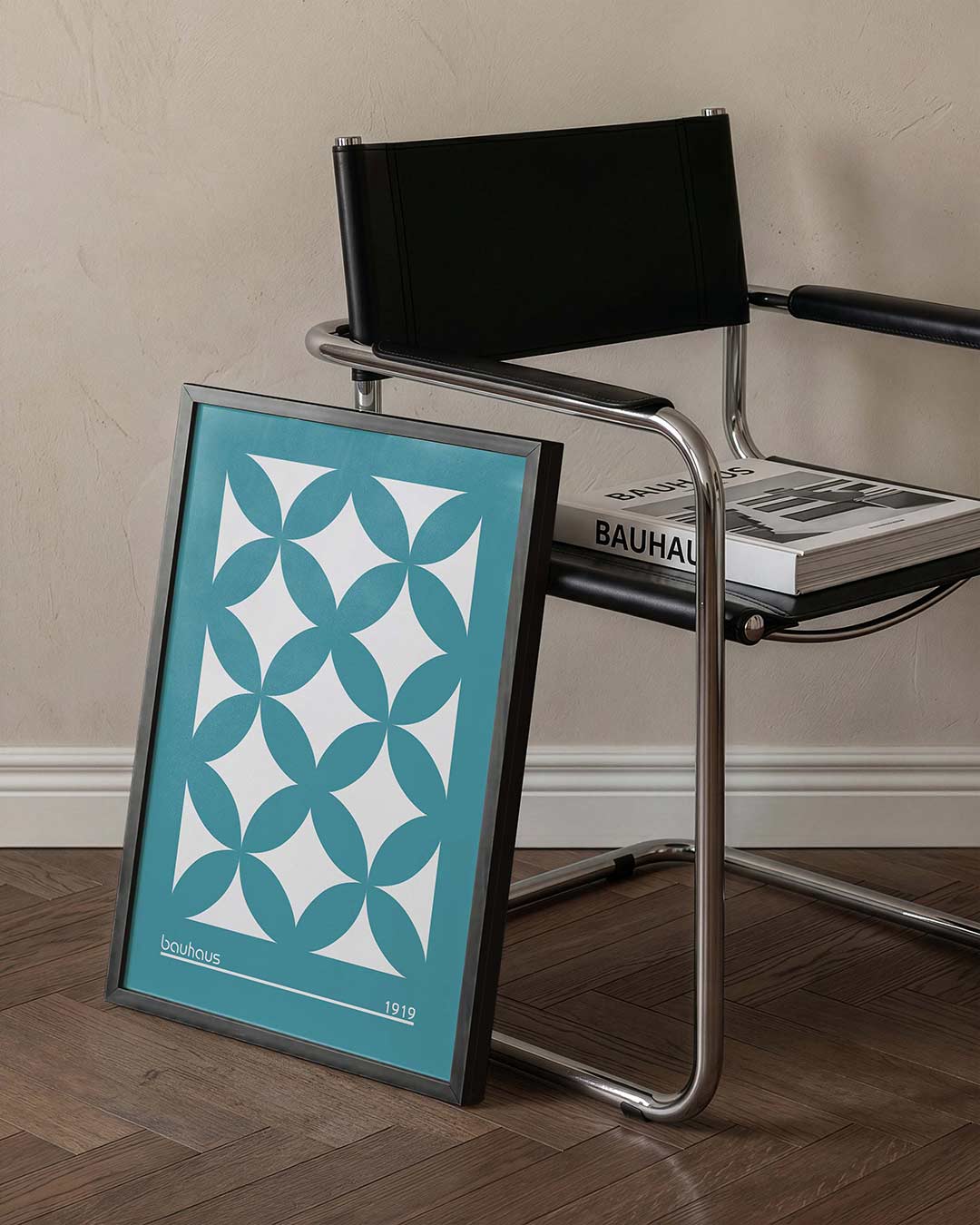 Vormritme en kleur – staande Bauhaus poster voor aan de muur