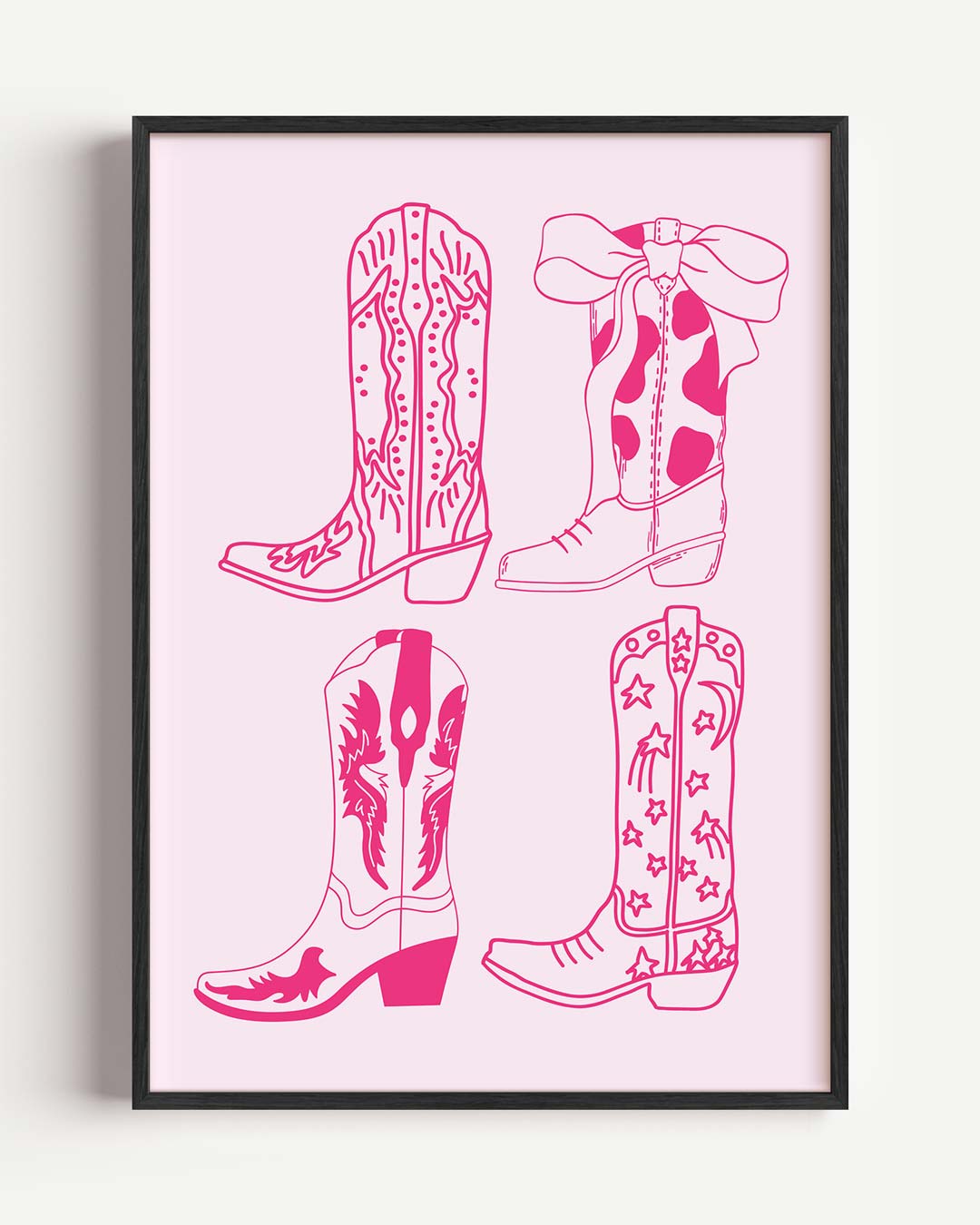 Retro Cowboylaarzen Illustratie – paas portret poster als wanddecoratie