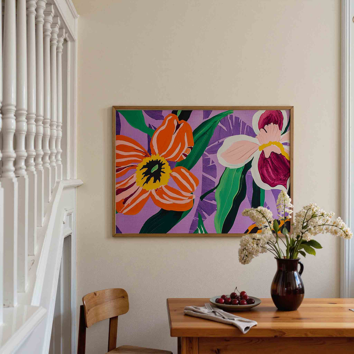 Bloemen en bladeren – tropische poster in liggend formaat