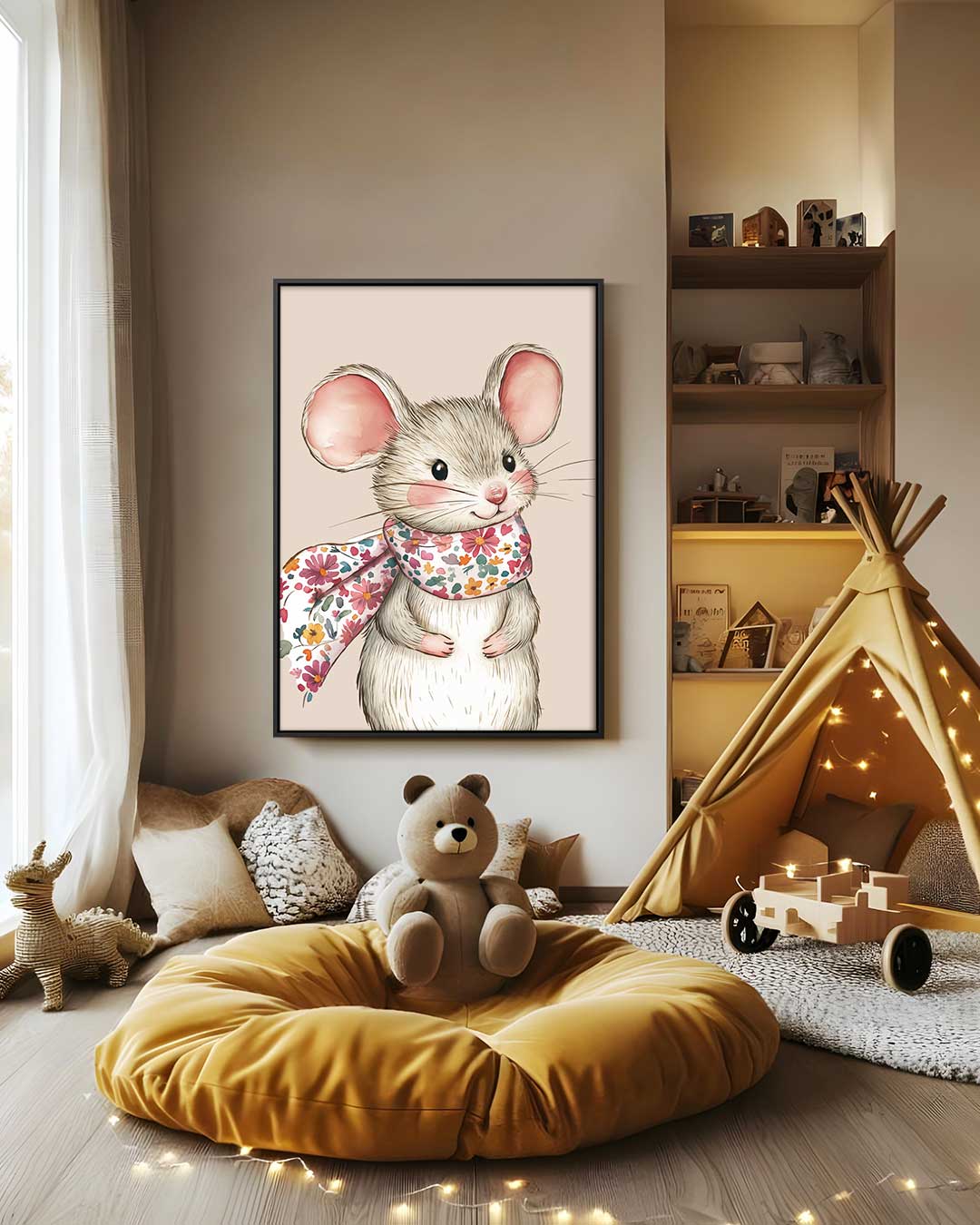 Schattige Muismomenten – staand kunstwerk voor modern interieur