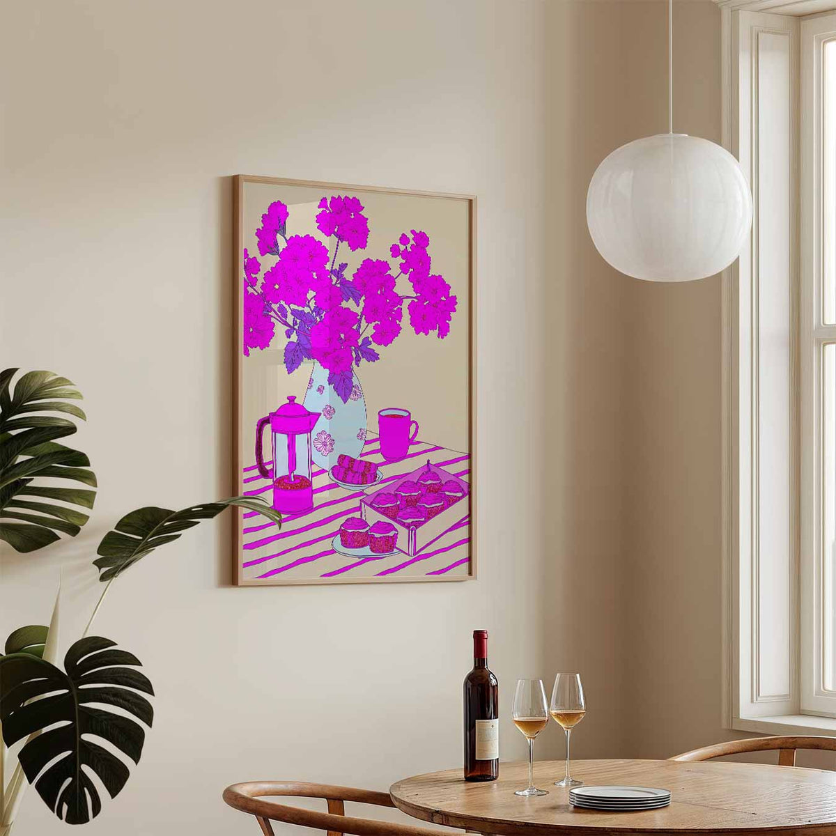 Bloemrijke Ontbijtverrassing – keukenposter in staand formaat