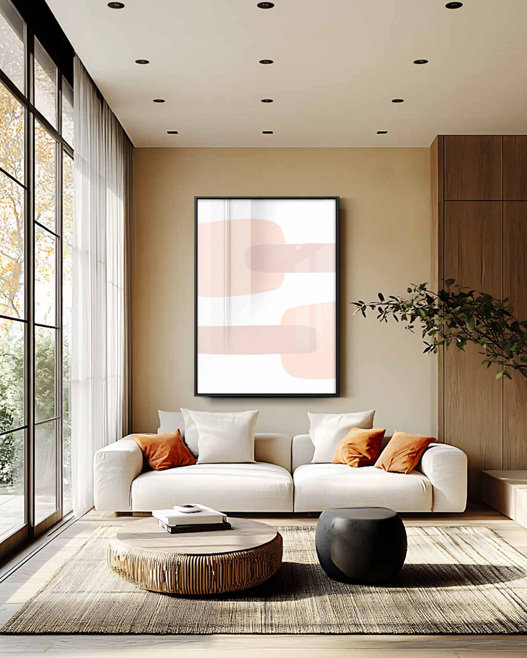 Zachte Pastel Abstract – staande wandkunst voor woonkamer of interieur