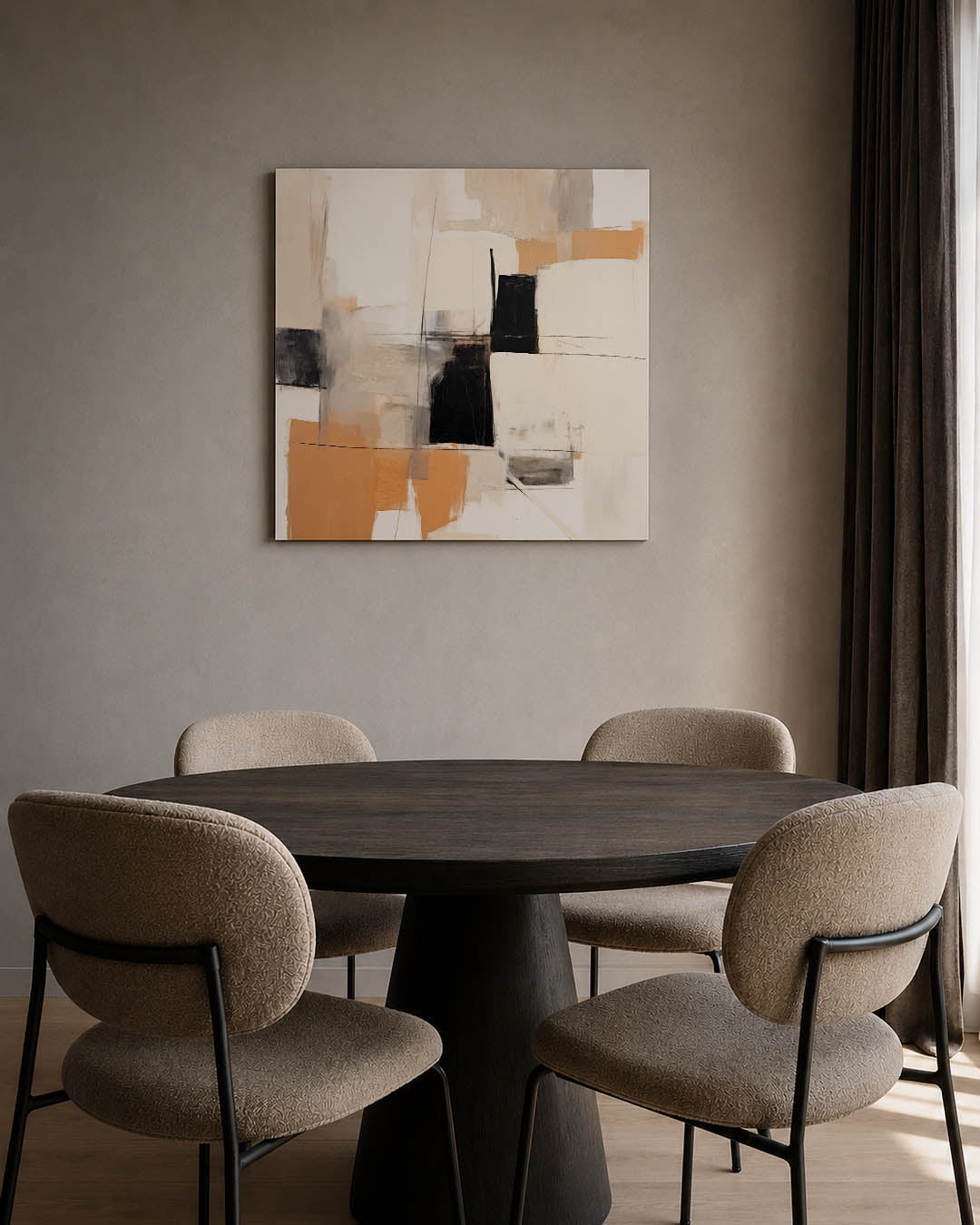 Geometrische vormen kunstwerk – tweede productweergave – dit werk toont een dynamische compositie van rechthoeken en lijnen