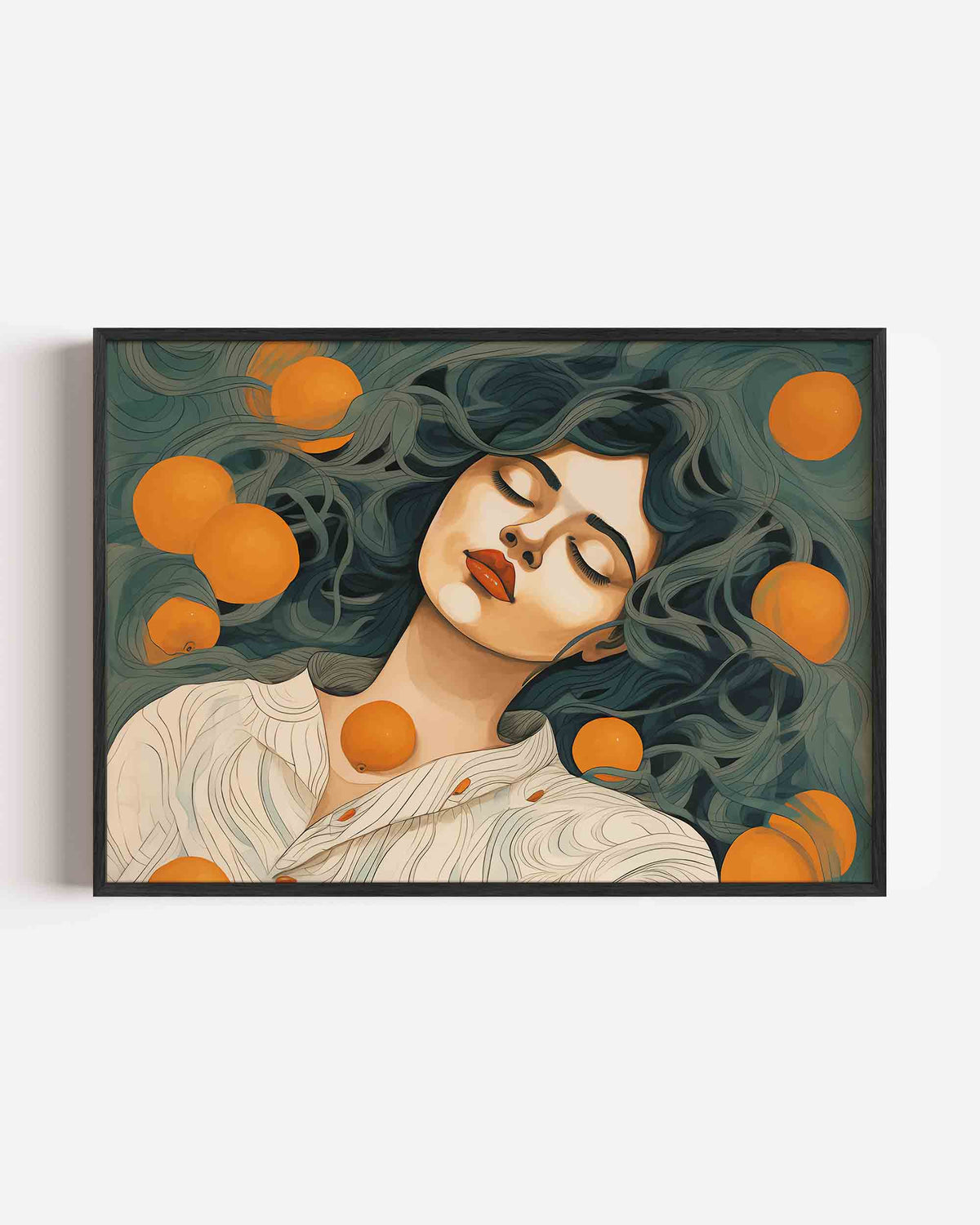 Vrouw met sinaasappels – vrouwelijk portret als landscape poster