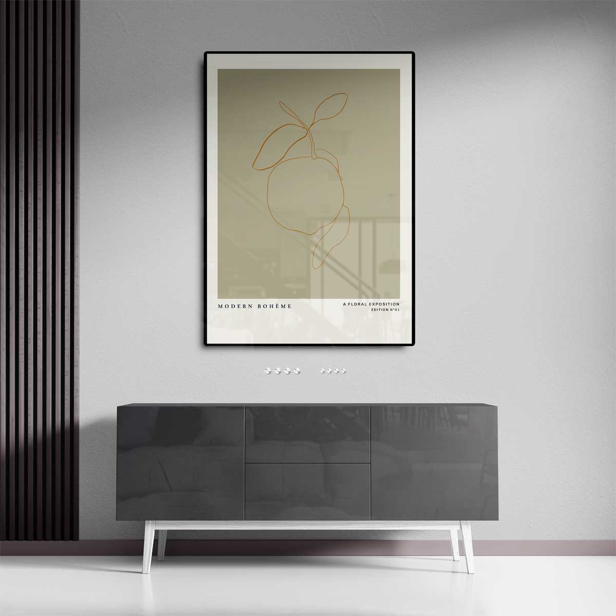 Modern Bohème Citroen Lijntekening – dibond kunstwerk als wanddecoratie