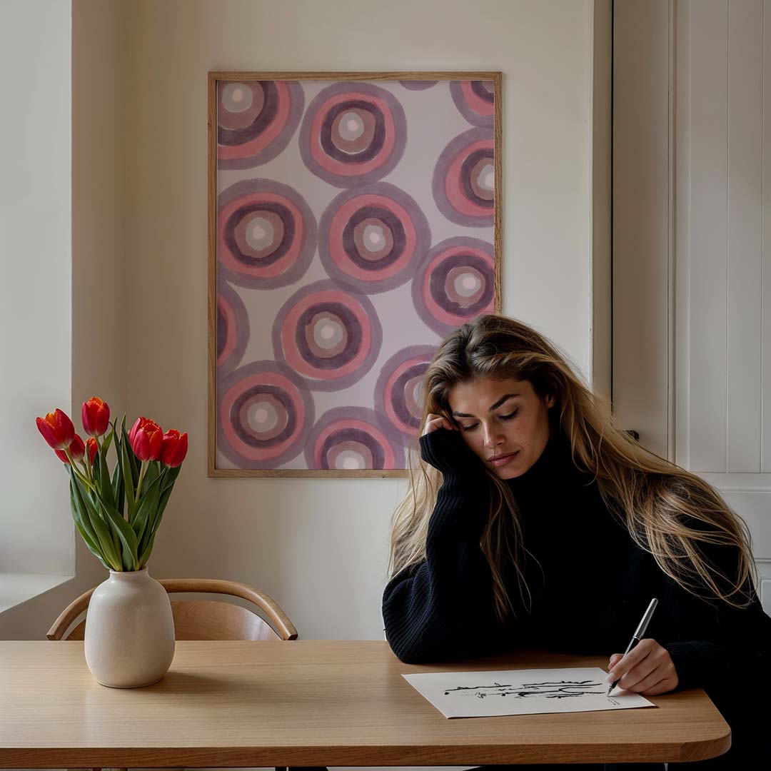 Vrolijke Retro Cirkelpatronen – staande muurposter voor een modern interieur