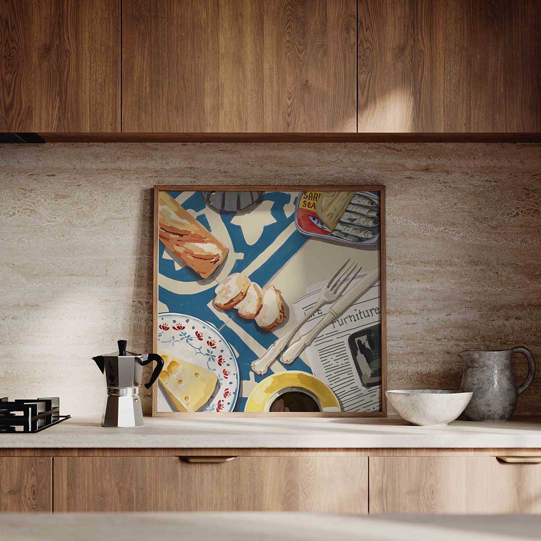 Ontbijt tafel – culinaire wandkunst als vierkante poster