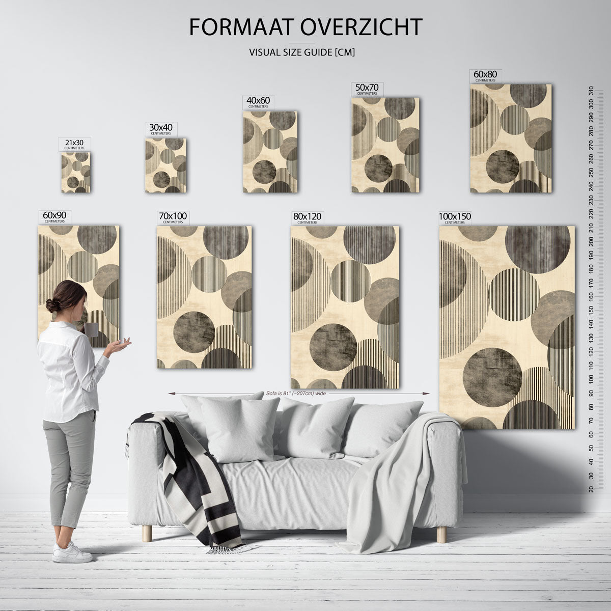 Grafische cirkels – staande muurposter met abstracte vormen