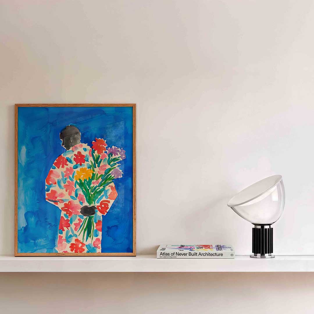 Figuur met bloemen – kleurrijke illustratie als portret poster