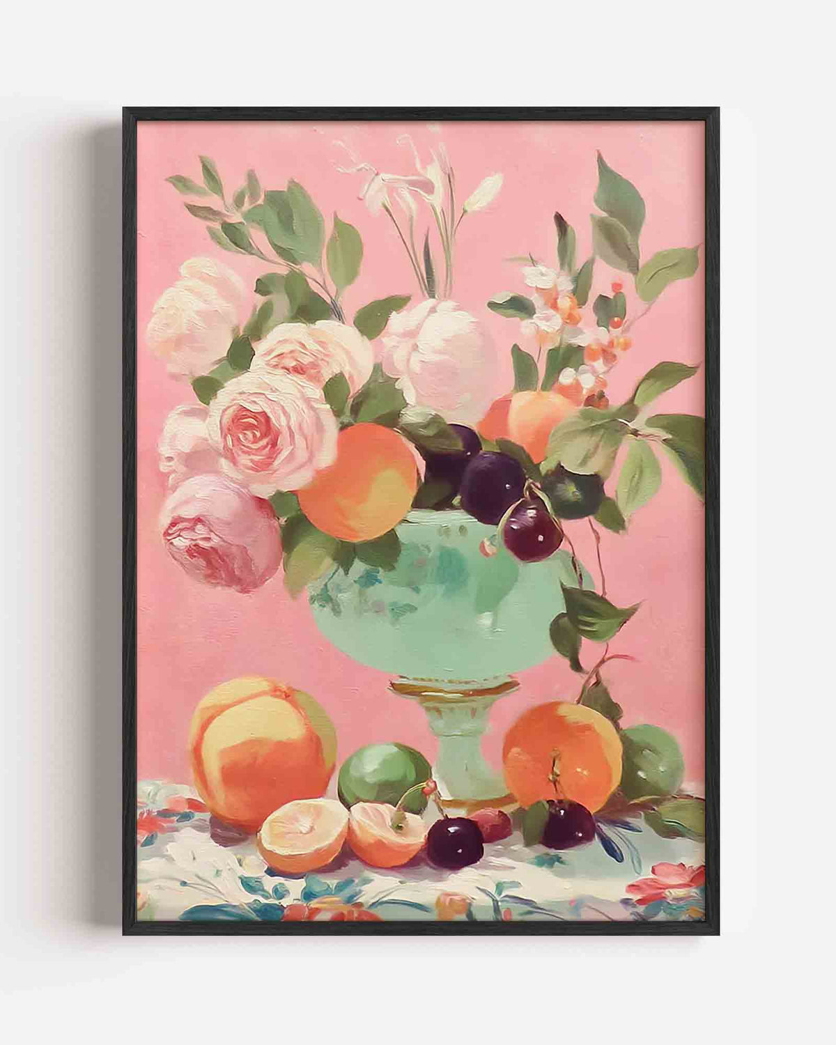 Bloemen en fruit – dromerige illustratie poster als wanddecoratie