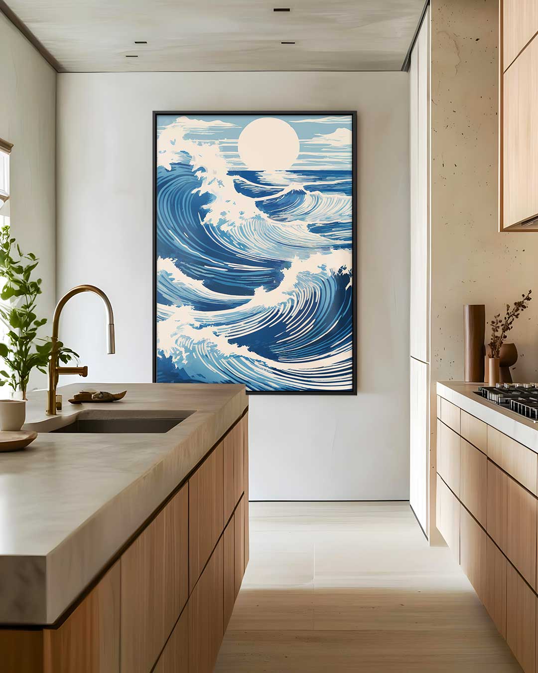 Golven van de Zonsondergang – canvas wanddecoratie in portret formaat