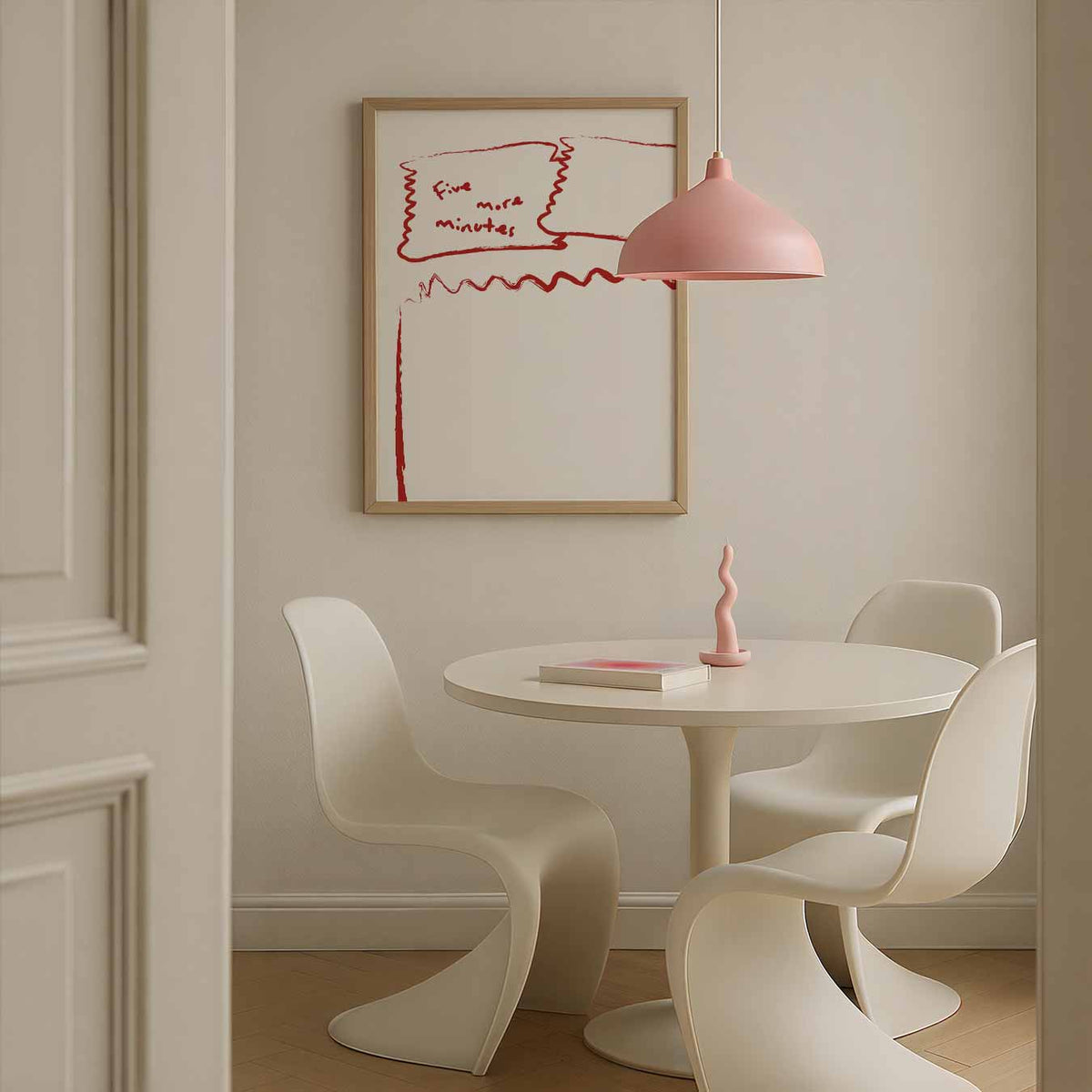 Vrolijke "Five More Minutes" Wekkerposter – zomerse poster in staand formaat