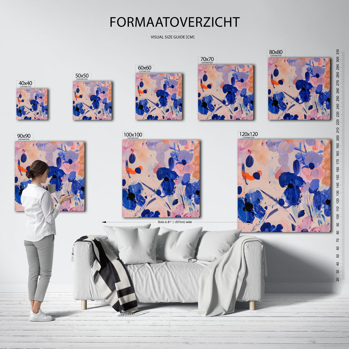 Abstracte bloemen – vierkante muurposter met kunst en design