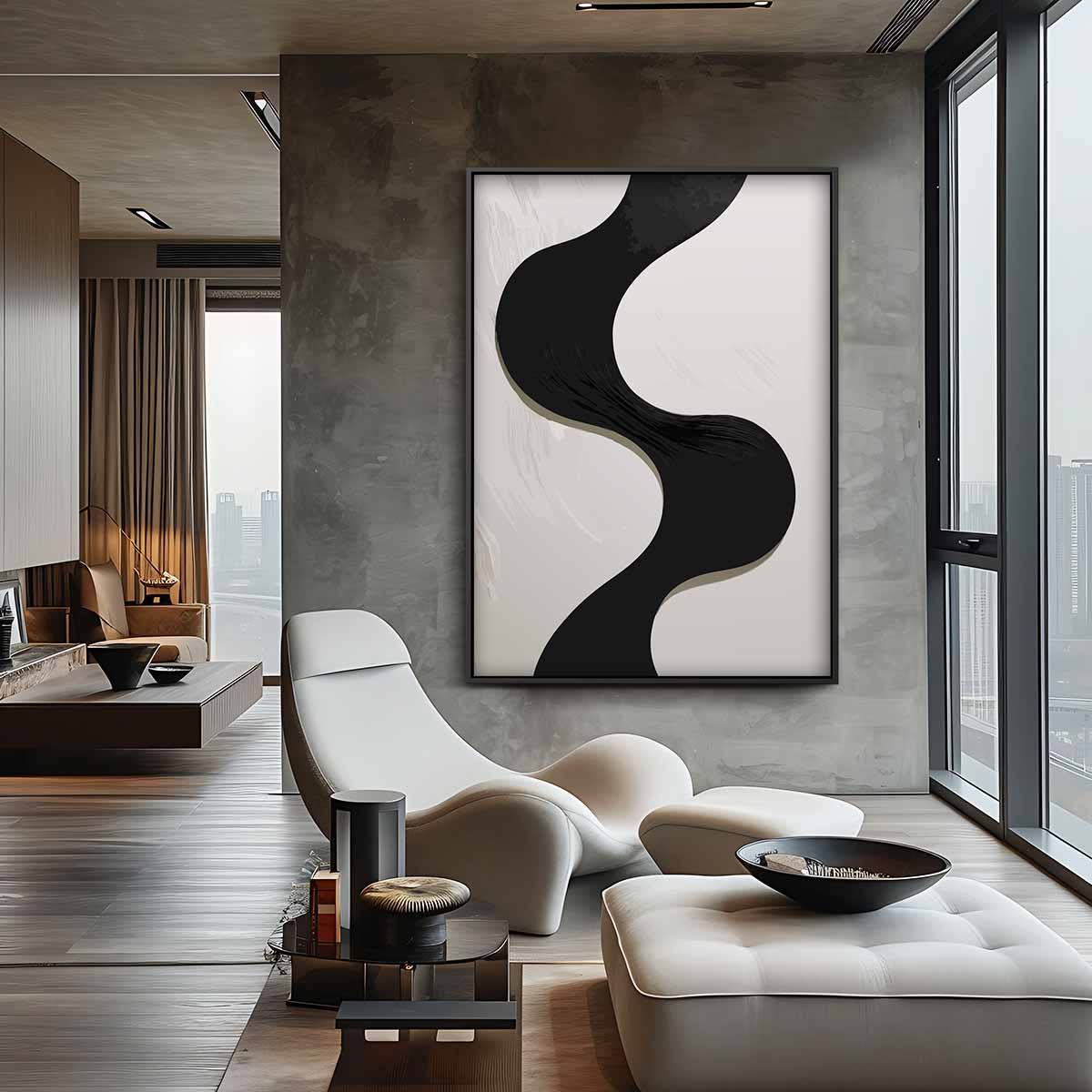 Golvende Contrasten – canvas wanddecoratie in portret formaat