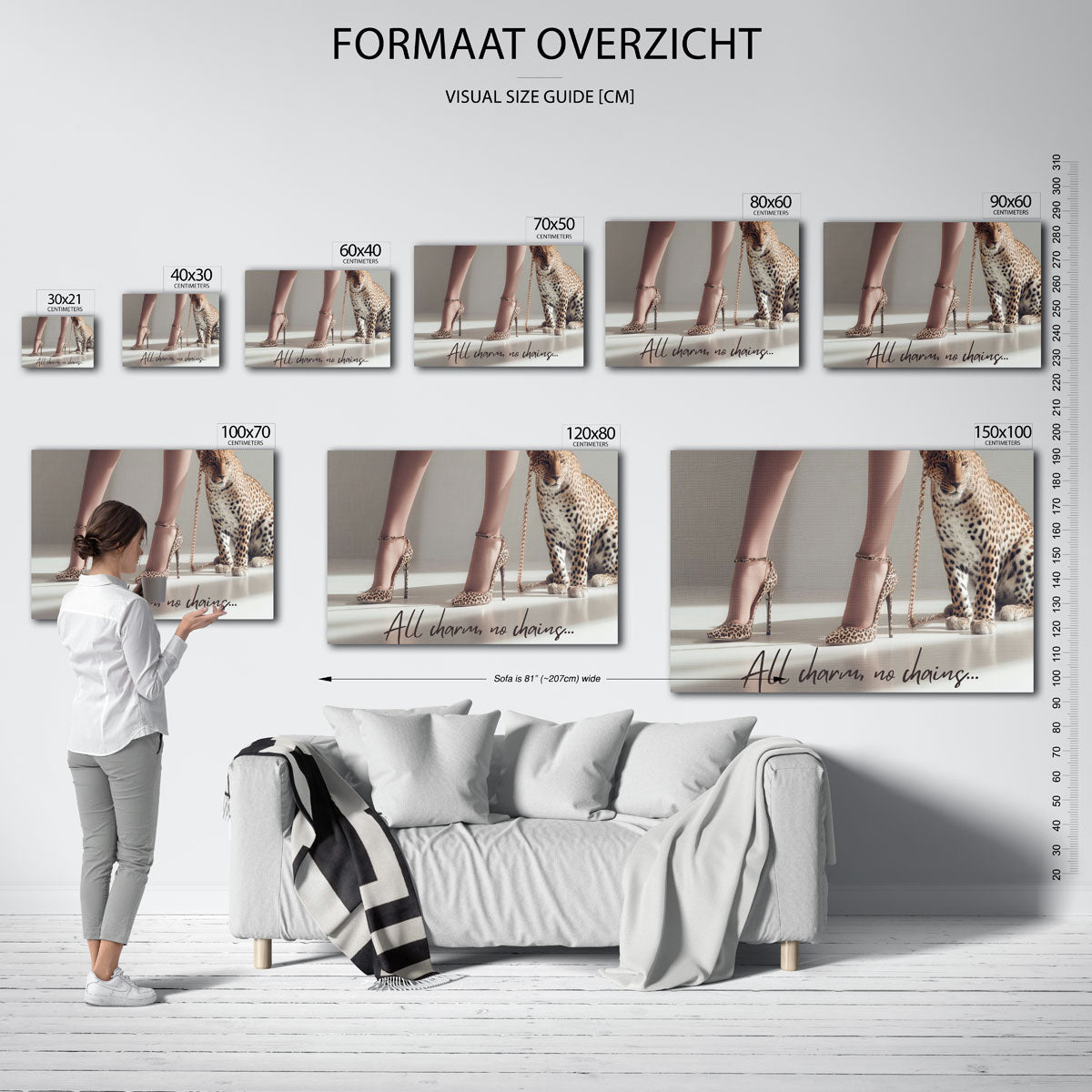 Luipaard en hakken – liggende muurposter met dierenthema