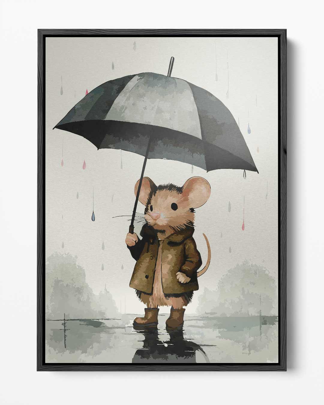 Regenachtige Avonturen van een Muizenvriend – portret kunstwerk als wanddecoratie