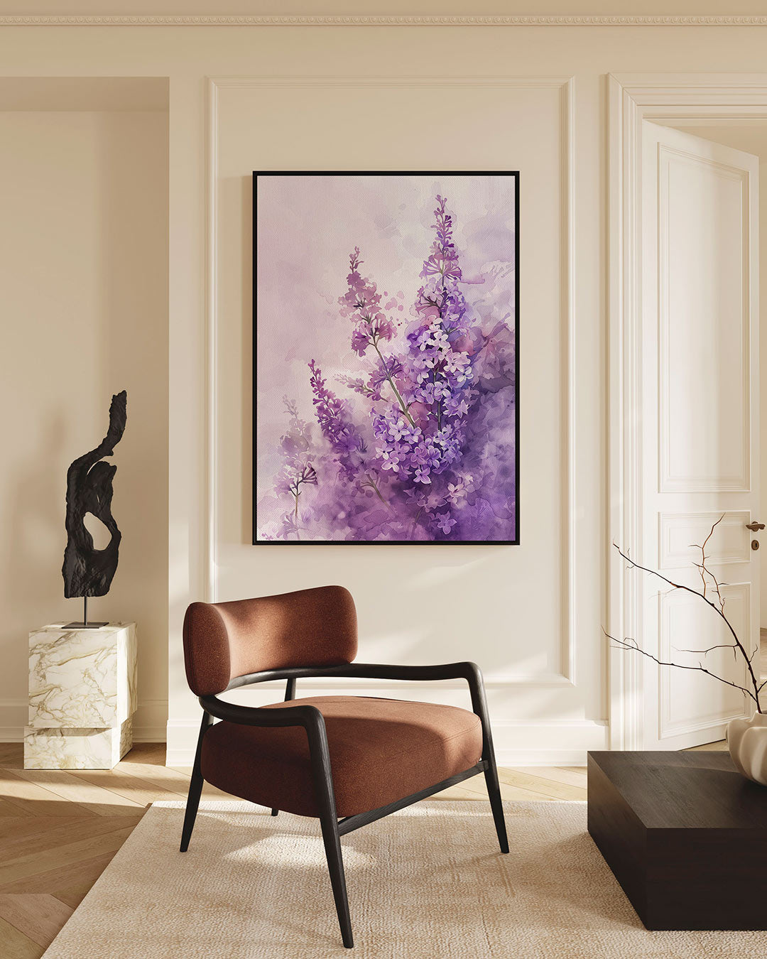 Bloemen in paarstinten – staand wanddecoratie kunstwerk