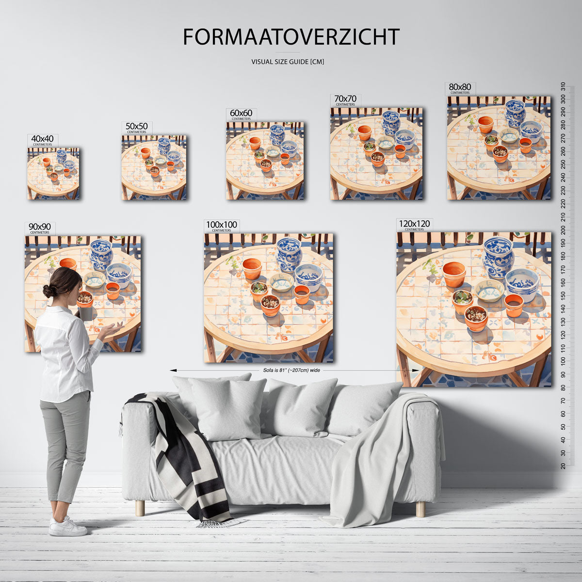 Tafereel met potten – vierkante muurposter voor keuken of eethoek