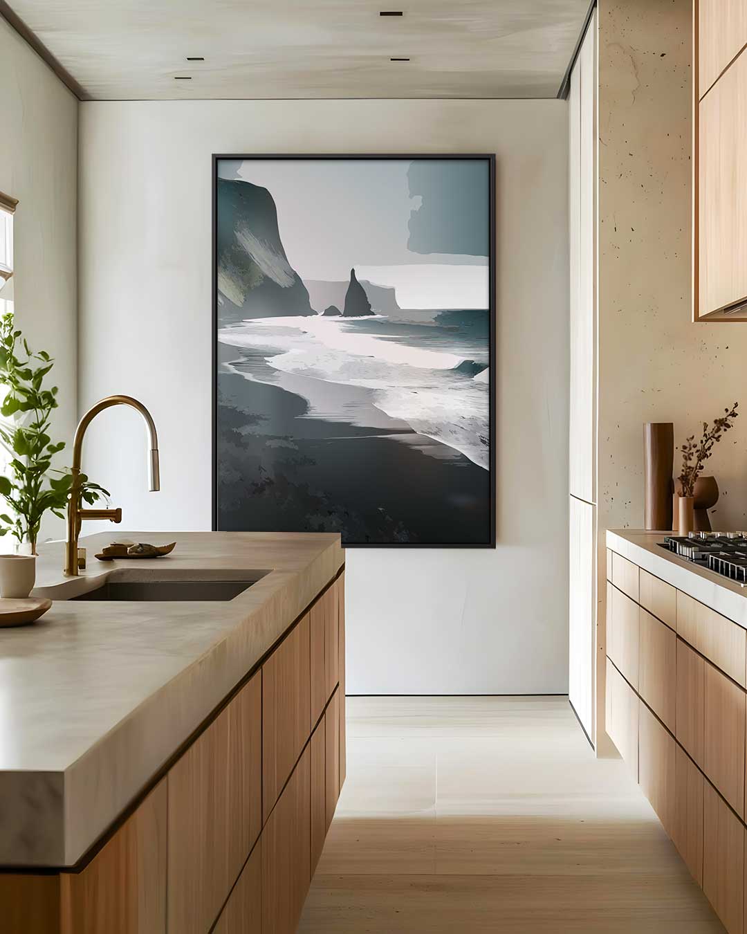 Mystieke Kustlijn – canvas wanddecoratie in portret formaat