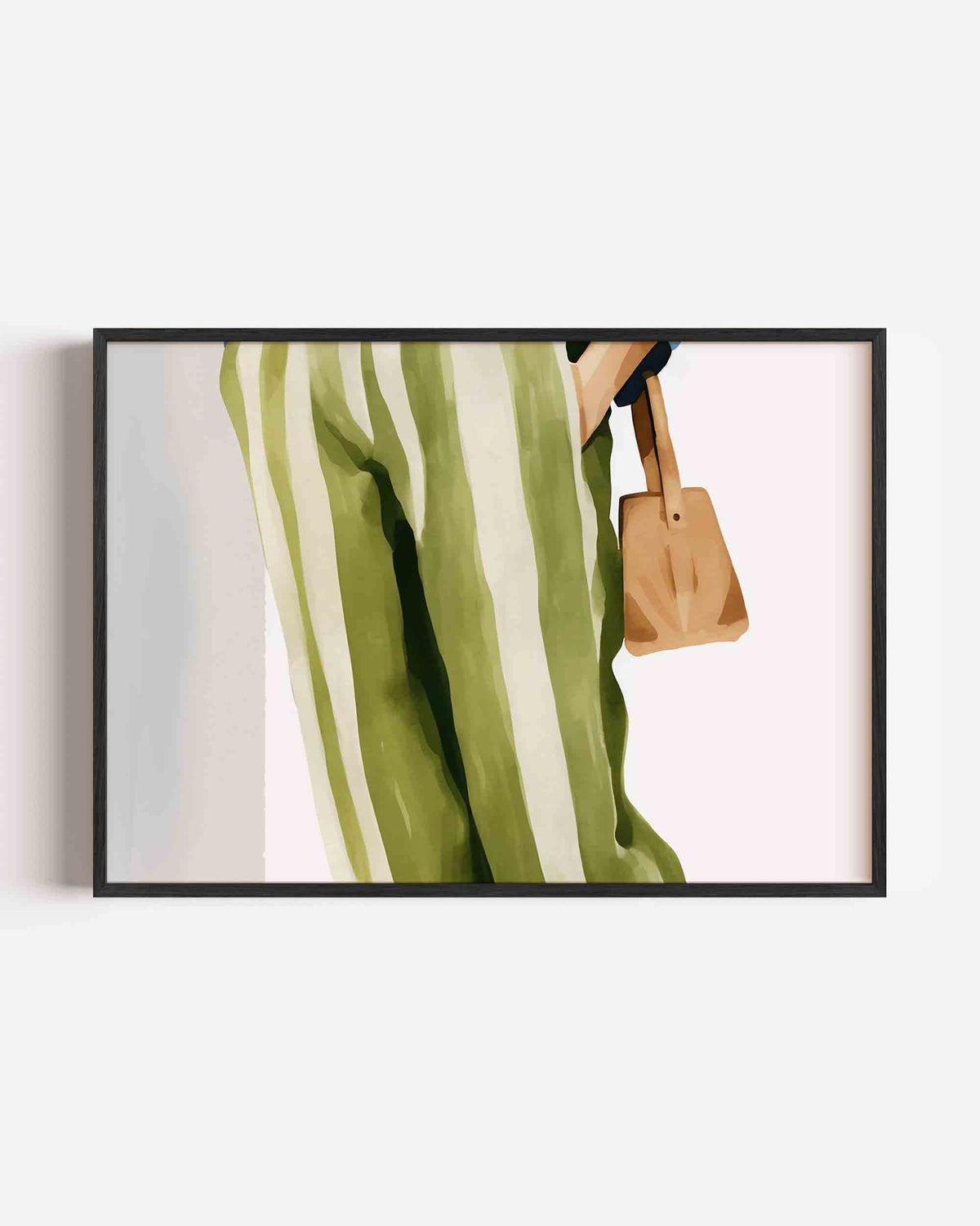 Gestreepte broek en tas – hedendaagse illustratie poster in landscape formaat