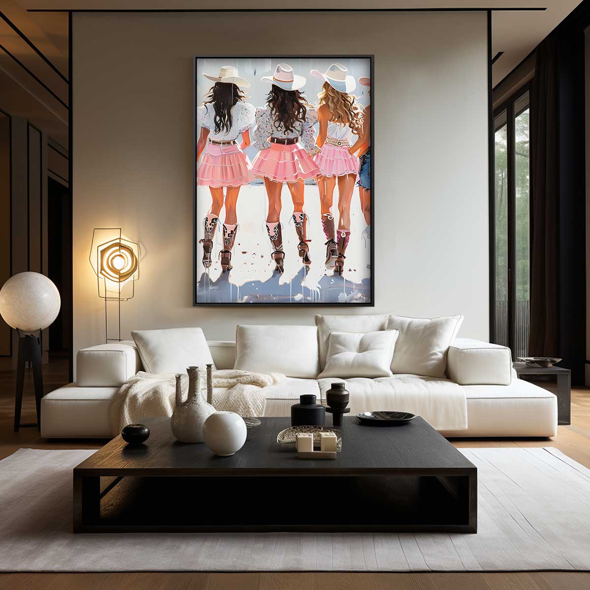 Vrolijke Cowgirls in Pastel – canvas wanddecoratie in portret formaat
