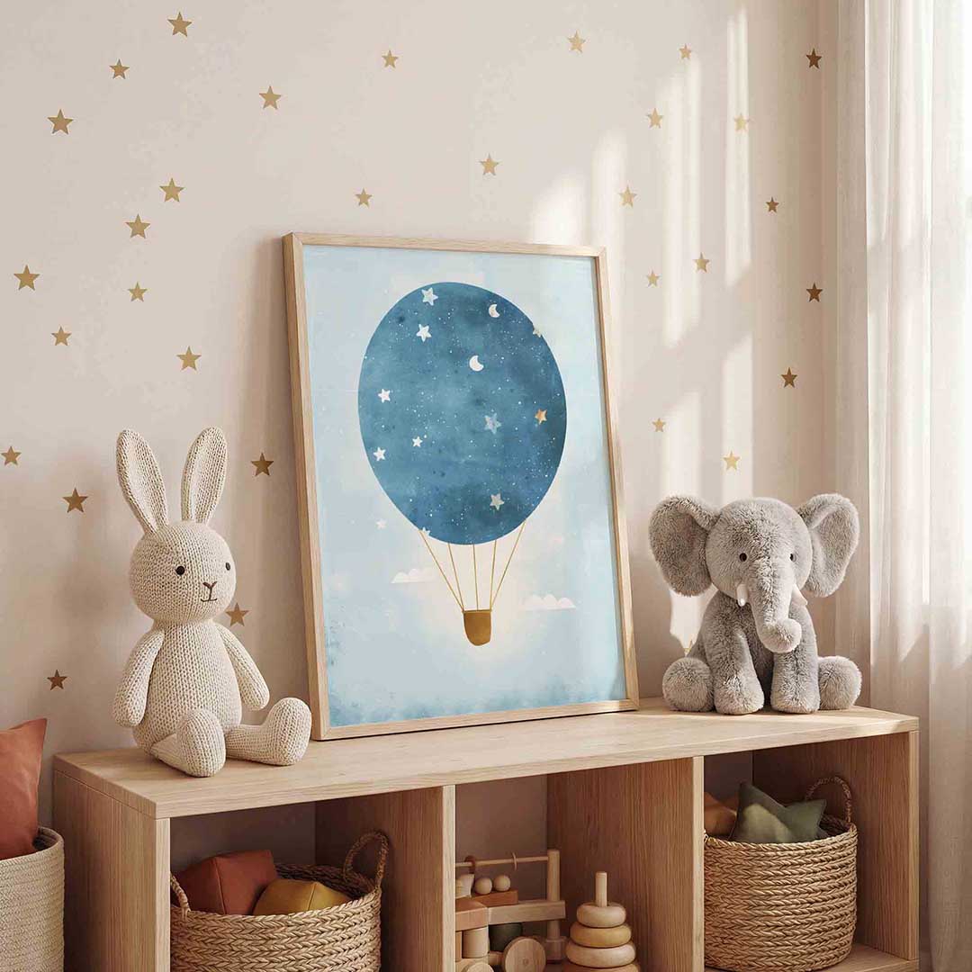 Luchtballon met sterren – staande kinderkamer wanddecoratie van WallArtistic