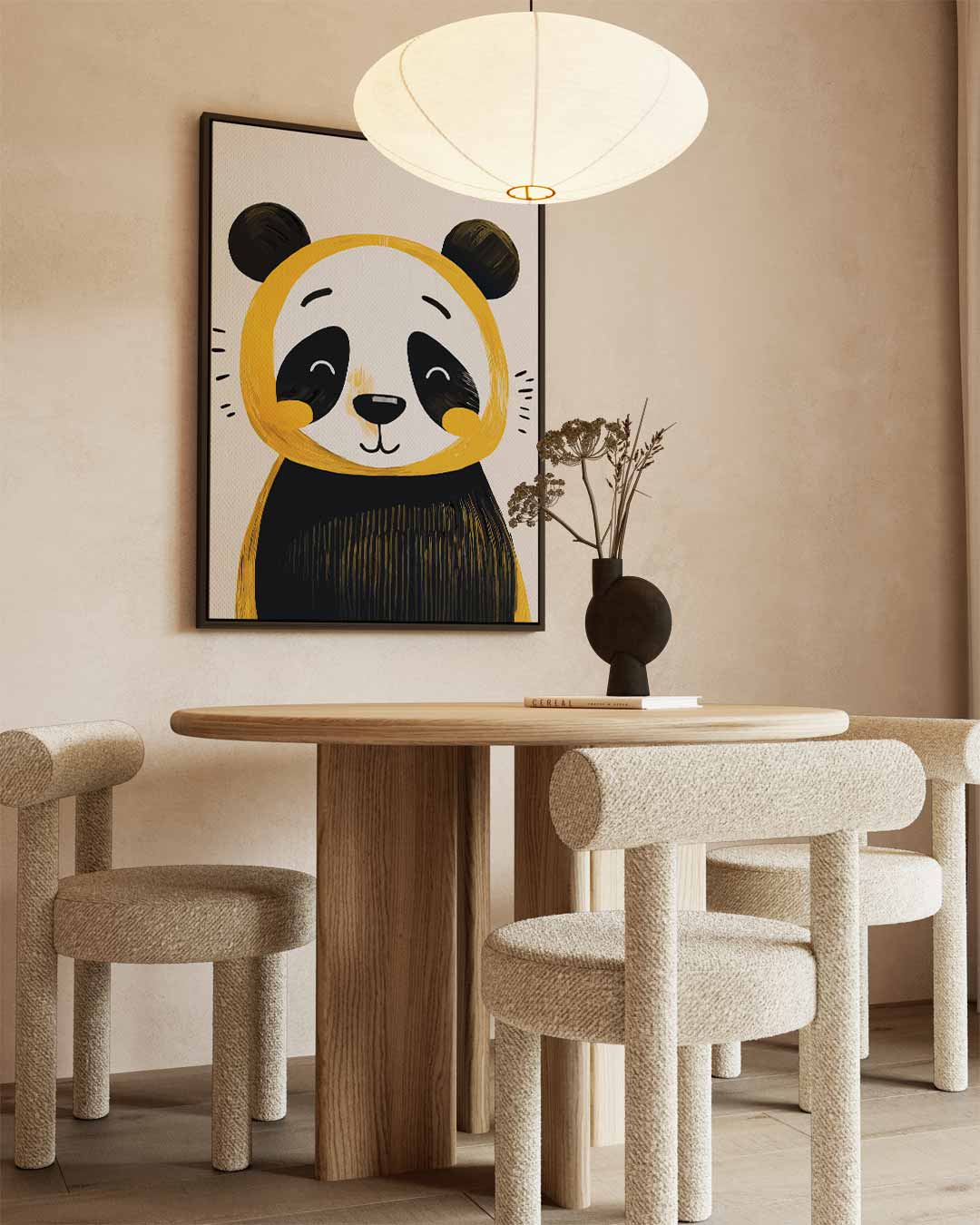 Vrolijke Panda Illustratie – staand kunstwerk voor modern interieur