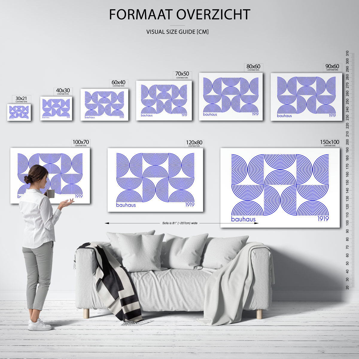 Cirkelpatroon en lijnen – Bauhaus poster als geometrische wanddecoratie
