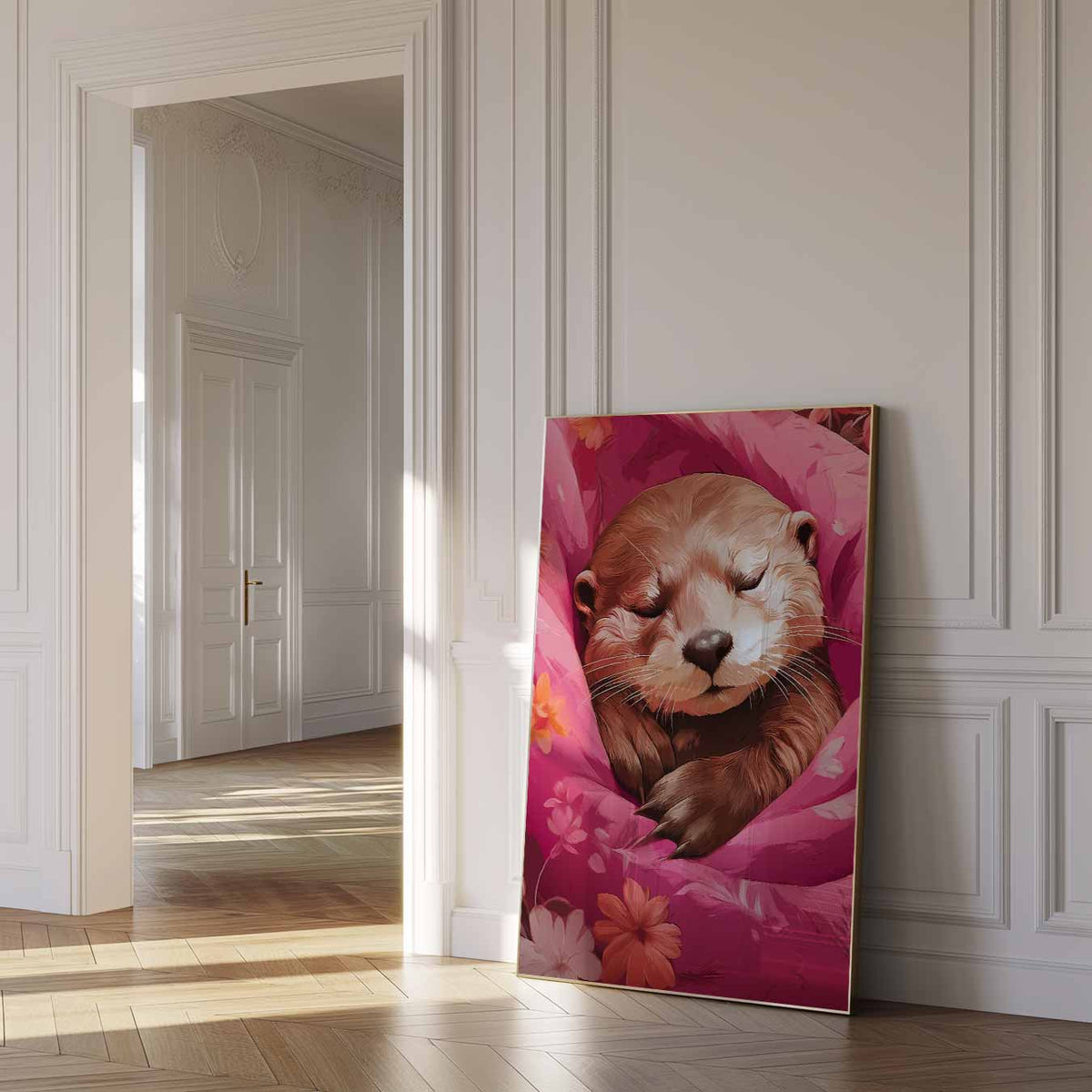 Slaapdroom Otter – dierenposter als moderne staande wanddecoratie