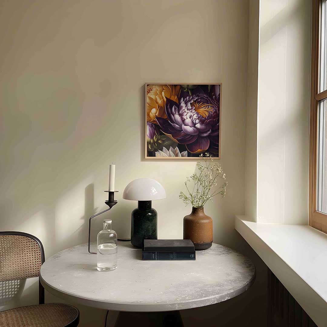 Bloemen in volle bloei – botanische poster in vierkant formaat