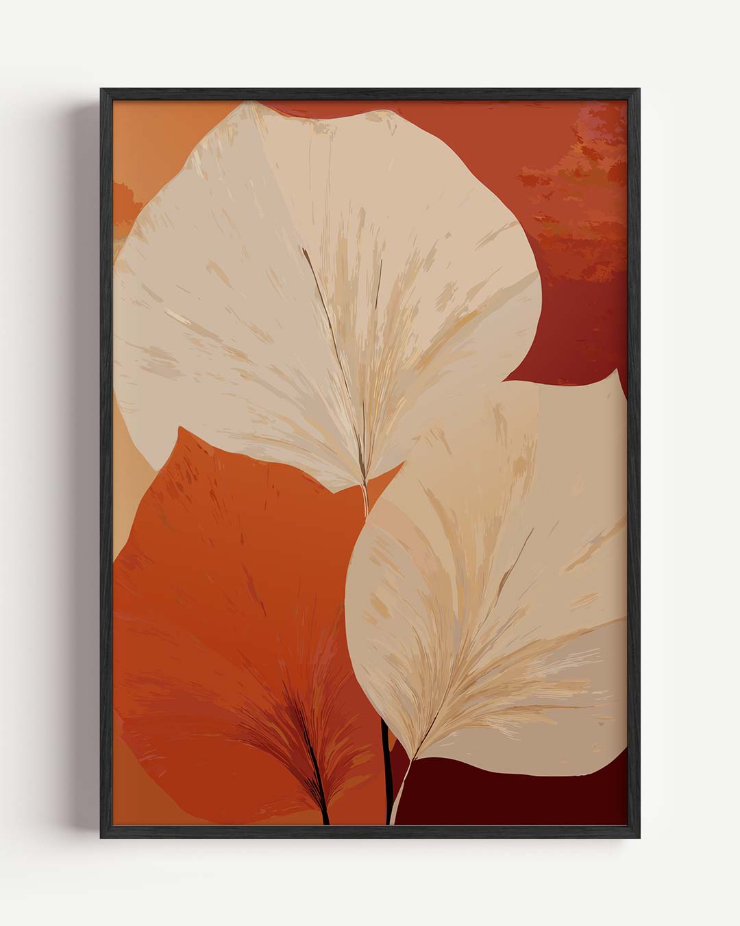 Warme Bladeren Kunstposter – kleurrijke abstracte portret poster als wanddecoratie