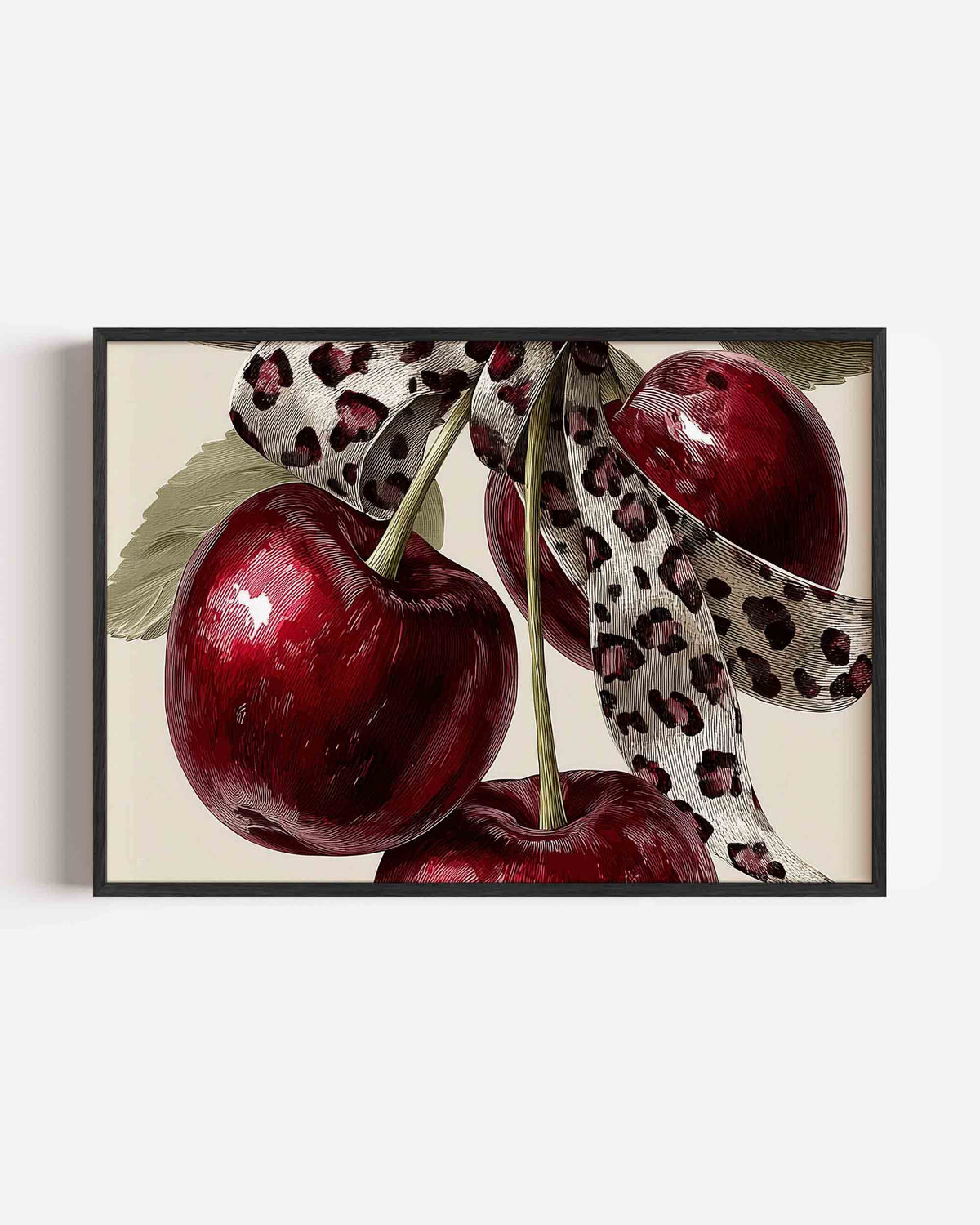 Kersen met lint – moderne landscape poster als wanddecoratie