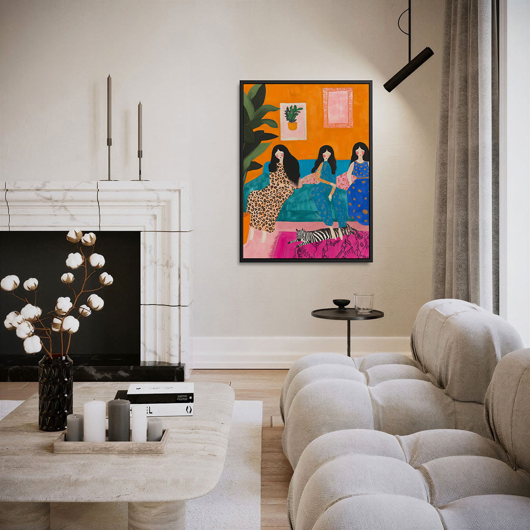 Vrolijke interieur scène – moderne staande wandkunst