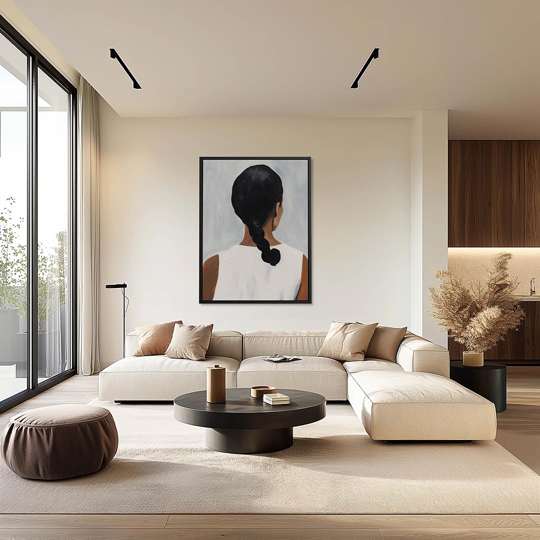 Vrouwelijke silhouet achteraanzicht – moderne staande wandkunst